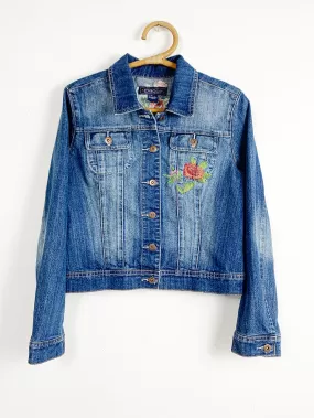 Baccini Rose Embroidered Denim Jacket