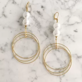 HARLOW statement gold hoop pearl earrings