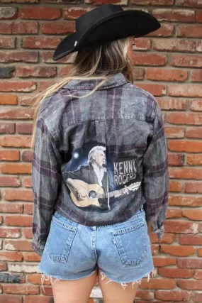 Kenny Rogers Acid Wash Cropped Flannel