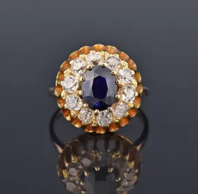 Natural Sapphire 3.10 CTW Diamond Halo Ring