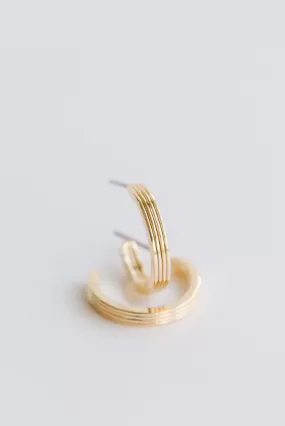 Sheila Small Ribbed Gold Hoops