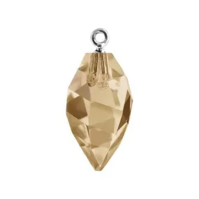 Swarovski 34.5mm Twisted Drop Pendant with Rhodium Cap - Crystal Golden Shadow (1 Piece)