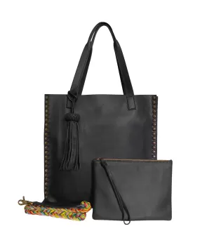 Tote Black Leather Tzeltal Bis Bag